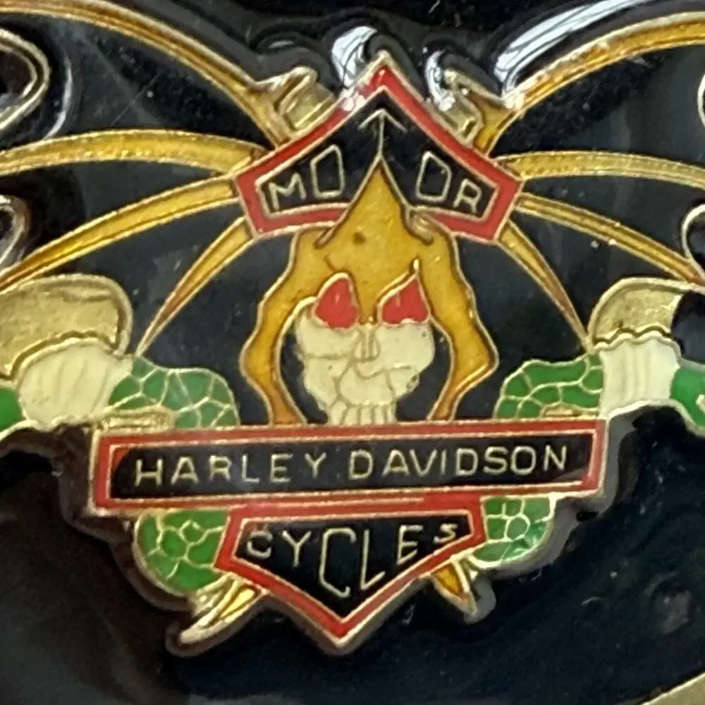 Vintage Harley Davidson Belt Buckle Batwing Skeleton Snakes Motorcycle